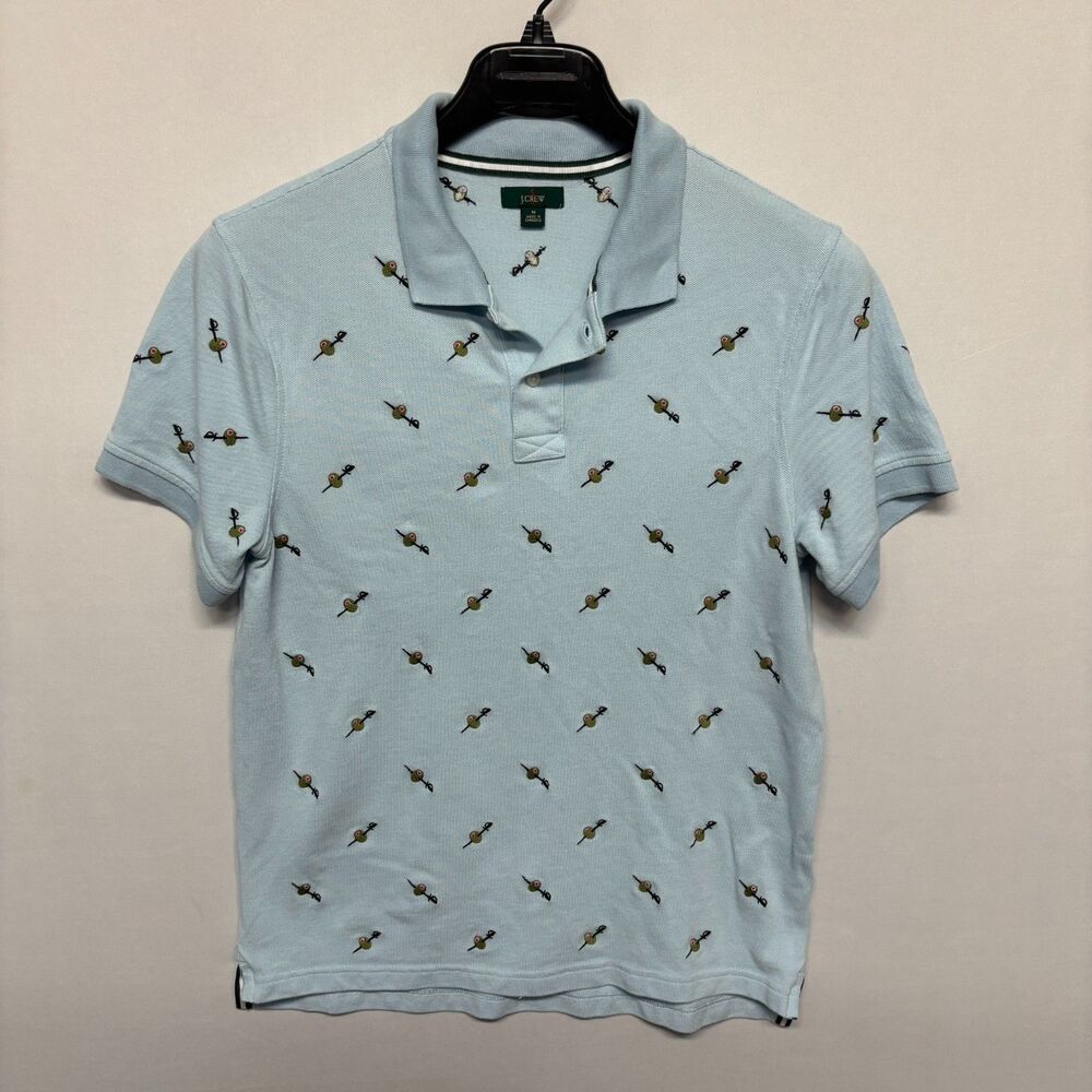 J Crew Oarsman Men Short Sleeve All Over Polo Shirt Top Size Medium SU20 D135 21